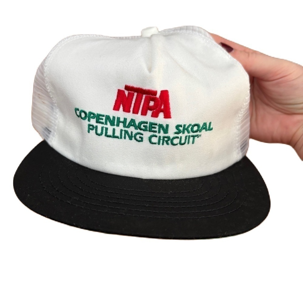 Vintage NTPA Copenhagen skoal pulling circuit Trucker Snapback Hat Mesh Green